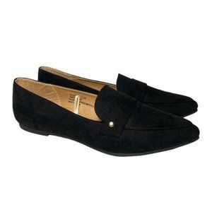 New Without Tags Diba Black Pointy Toe Slip On Faux Suede Loafers Sz 5.5 M